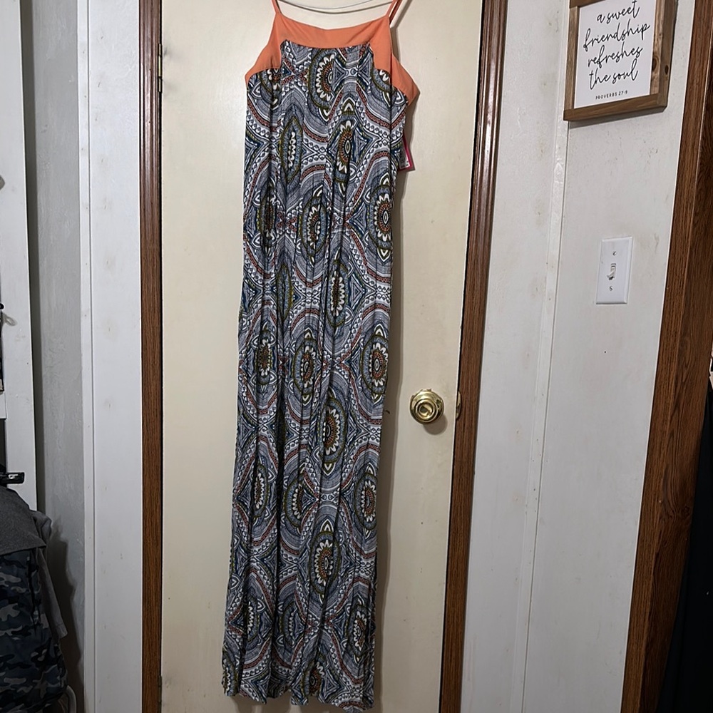 Xhilaration Orange and Black Halter Maxi Sundress